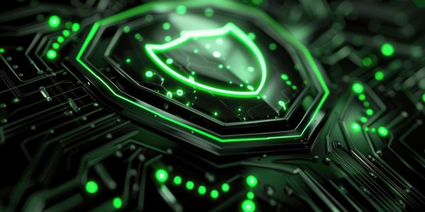 data protection and security in cyber space, green line drawing, cyber